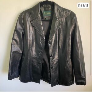 VINTAGE Danier Women Leather Jacket Blazer in Black • US 8 - 10